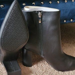 Black leather *STACKED* Heels size 10